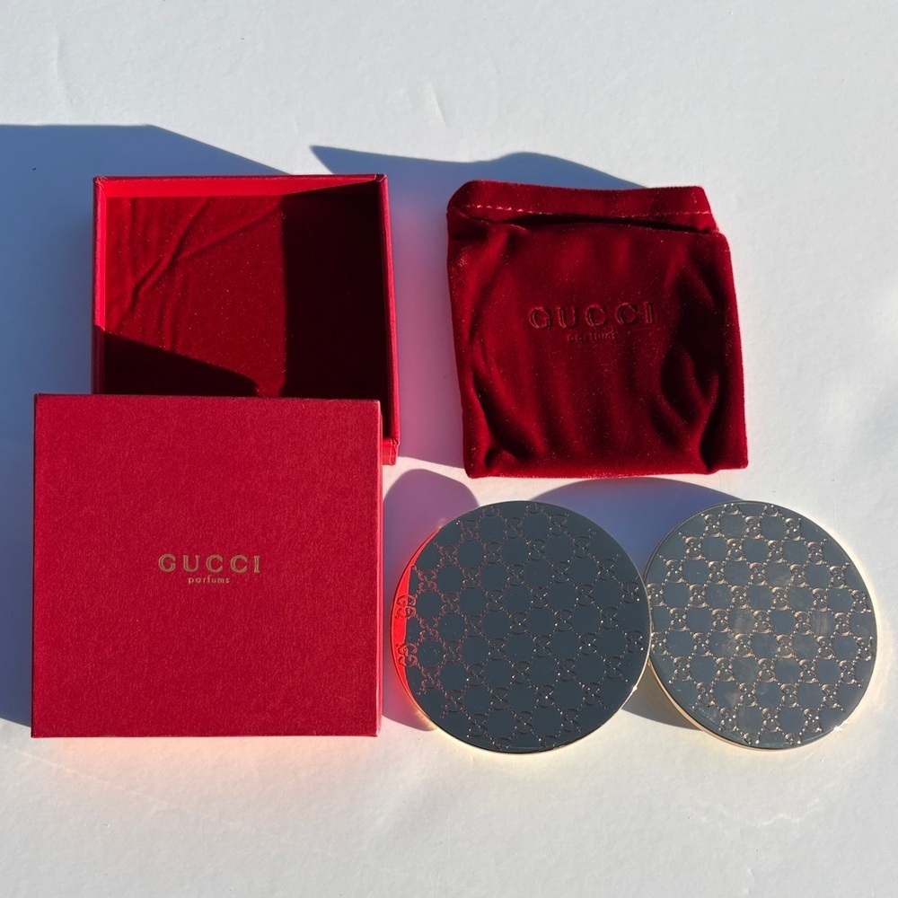 Gucci Double Sided Gold Tone Monogram Compact Mirror - Picture 8 of 8